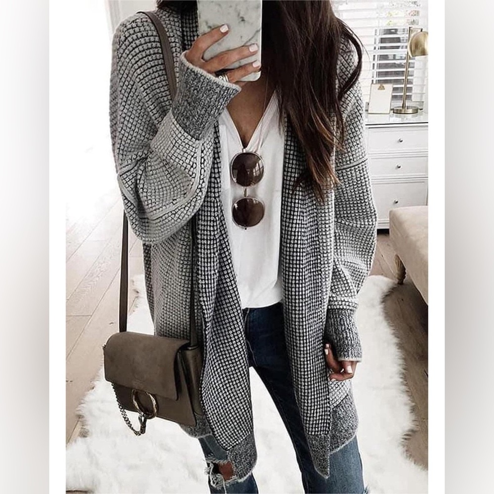 Amazon Black & Cream Cardigan Duster